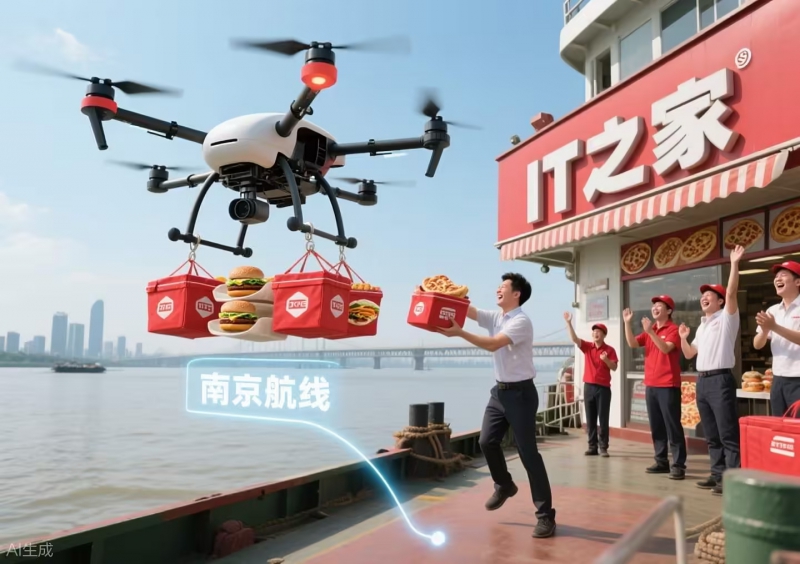 船上也能叫外卖：南京长江水面开启空中无人机配送，最快 10 分钟送达(图1)